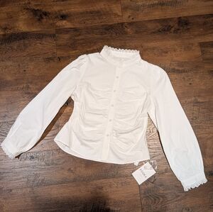 Eggka Women's Lace Collar Cotton Blouse